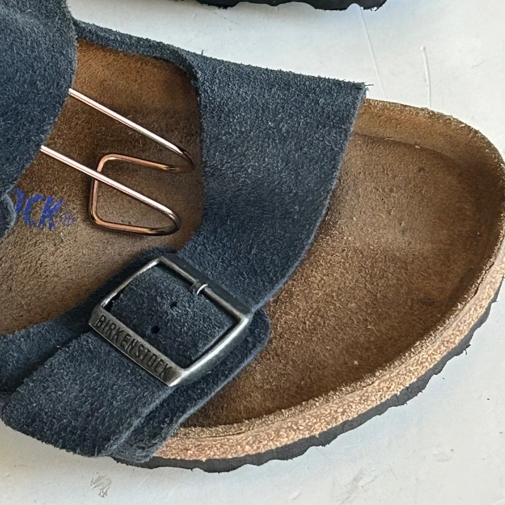 Birkenstock Arizona Sandals Men's 12 / 45 L14 Soft Footbed Navy Suede